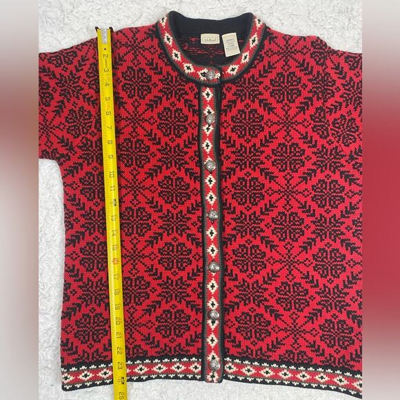 L.L. Bean Women's Fair Isle Cardigan Nordic Sweater Cardigan Medium - Picture 8 of 8